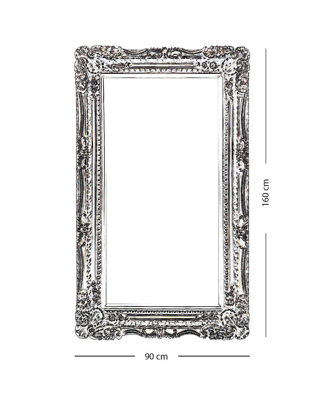 Espejo de Pared Frances Plata 90 x 160 cm