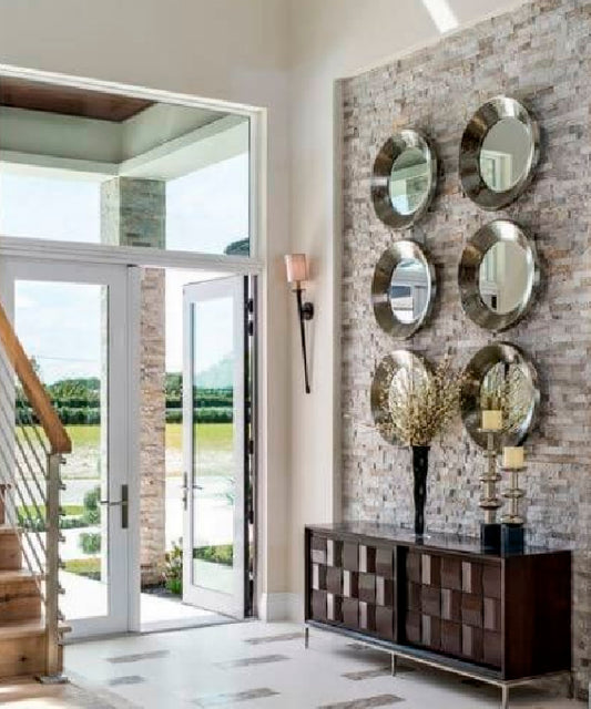 Espejo de pared Imperia Hoja de plata de 51 cm de diámetro