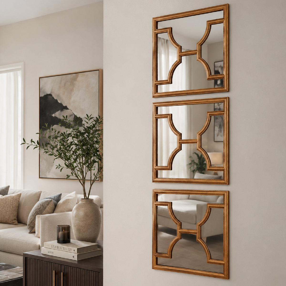 Espejo de Pared Binotto set de 3 de  45x45 cm Cada uno